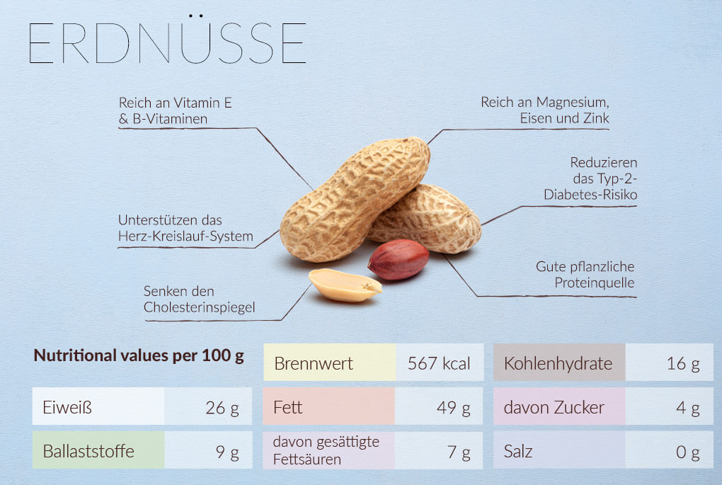 Erdnüsse Nährwerte und Nährstoffe