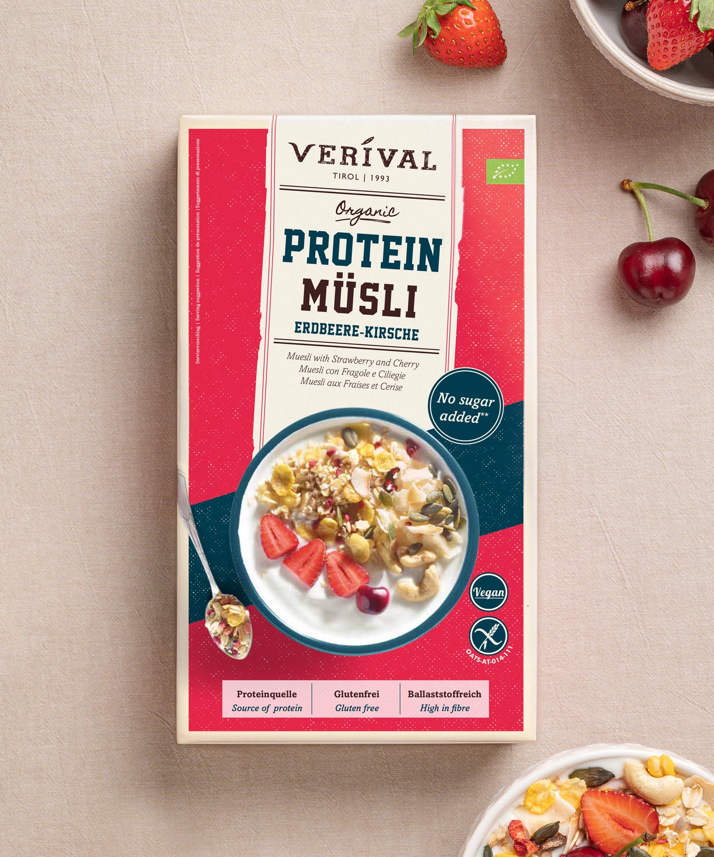Bio Protein Müsli Erdbeere-Kirsche