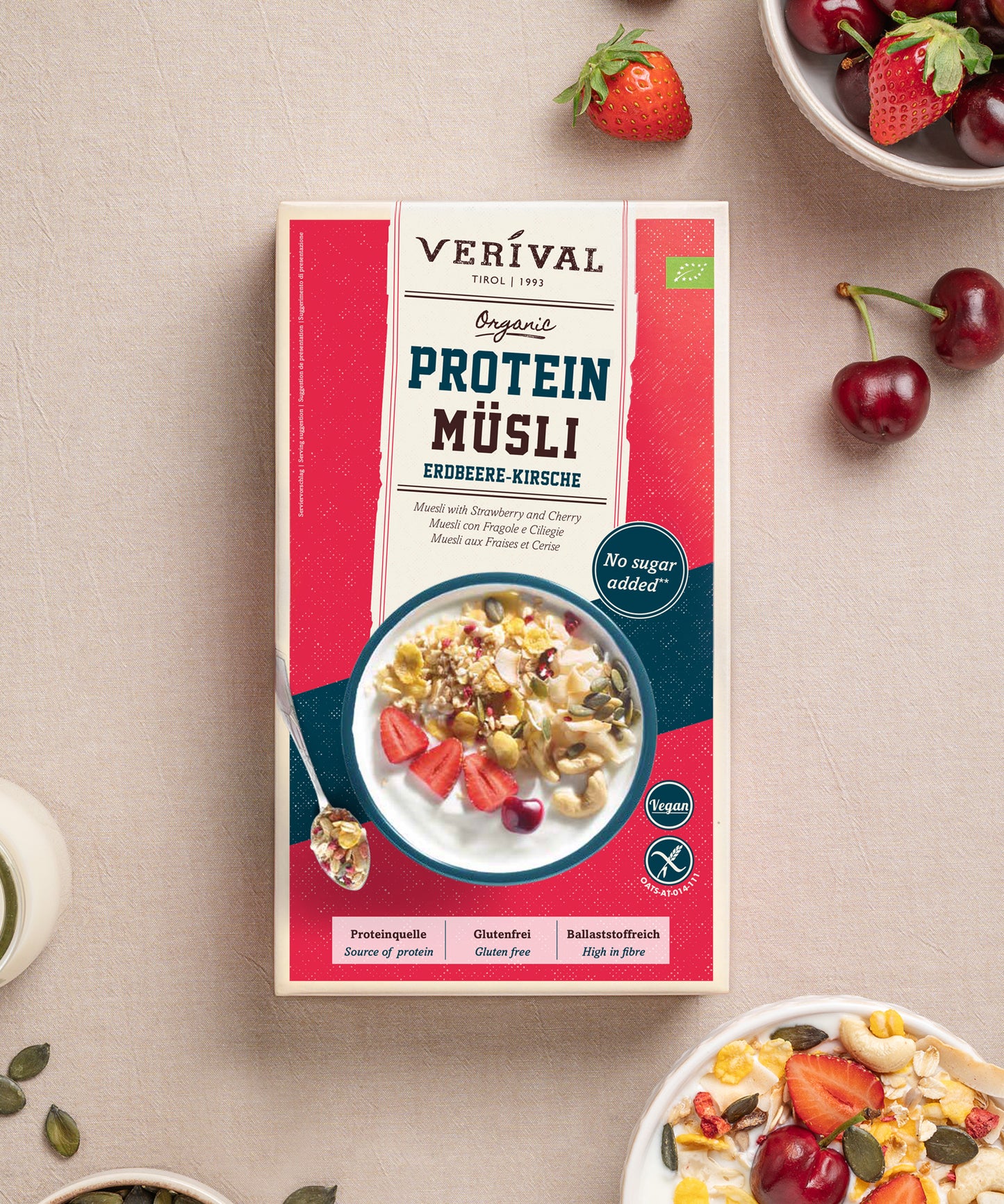 Bio Protein Müsli Erdbeere-Kirsche