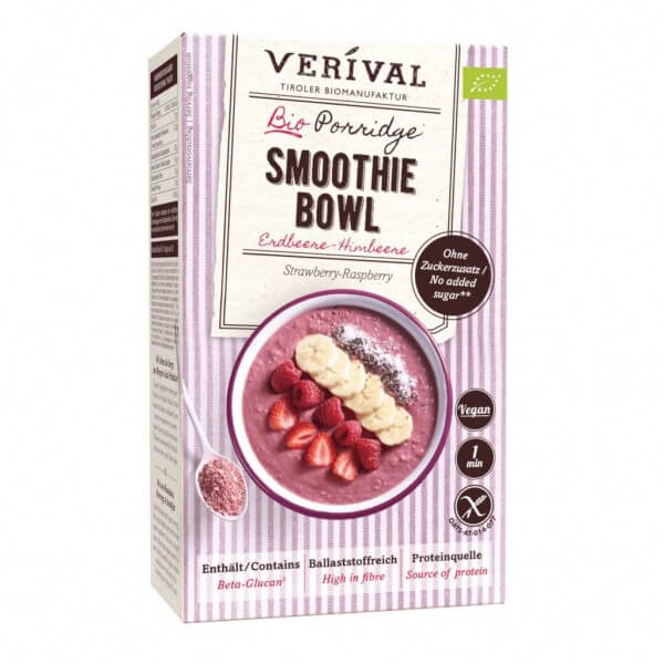 Strawberry-Raspberry Porridge Smoothie Bowl